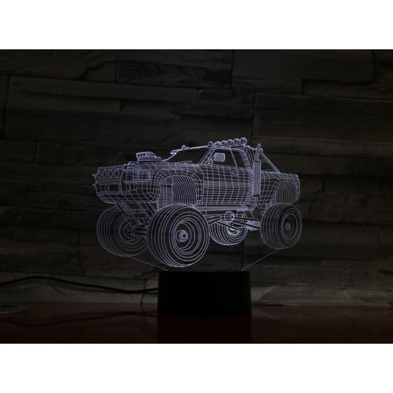 Monster Truck  7 színű  3D led lámpa