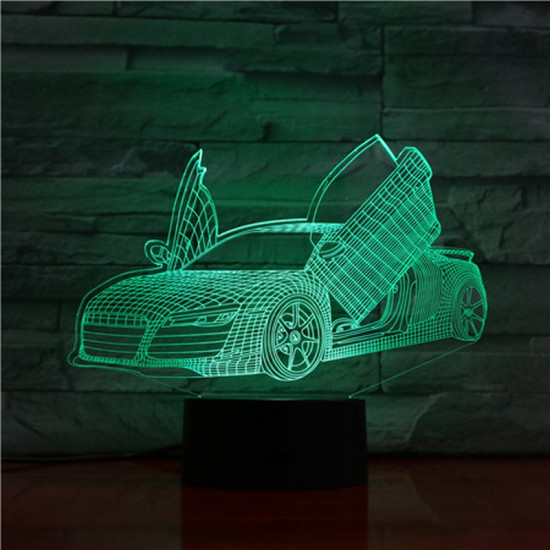 Sport Autó  7 színű 3D led lámpa