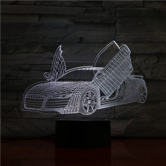 Sport Autó  7 színű 3D led lámpa