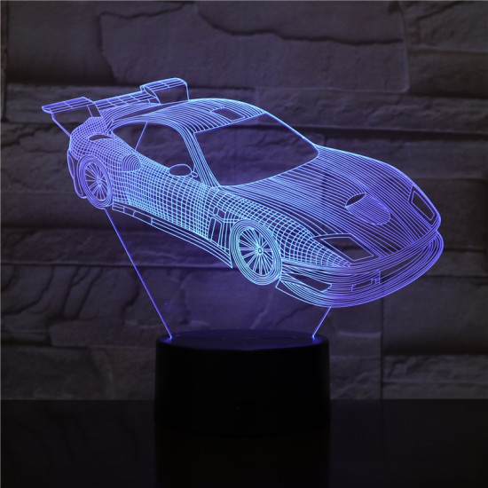 Rally Autó  7 színű 3D led lámpa