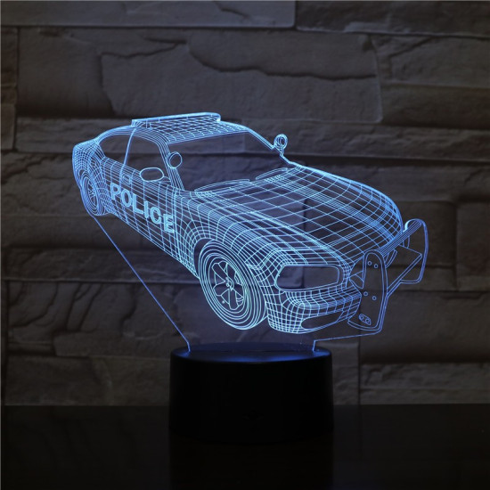 Rendőrautó  7 színű 3D led lámpa
