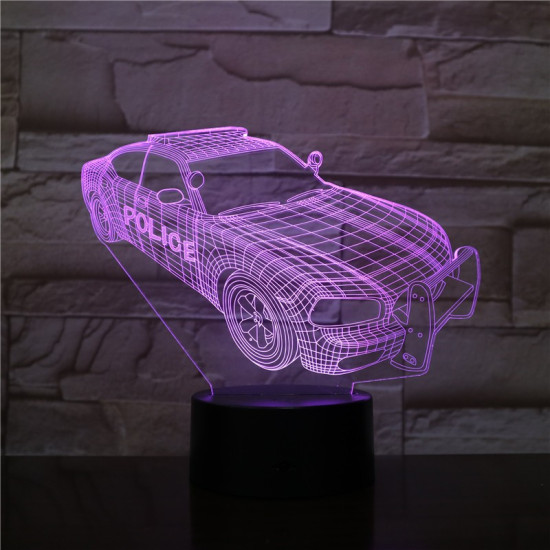 Rendőrautó  7 színű 3D led lámpa