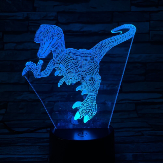 Velociraptor 7 színű 3D led lámpa