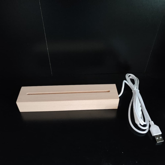 Névtábla céges logóval 20 cm fa talppal 7 színű 3D led lámpa