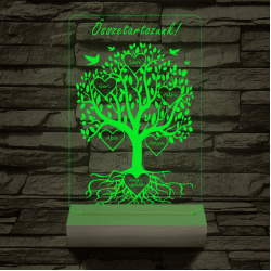 Családfa személyre szabott fatalppal 7 színű 3D led lámpa