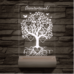 Családfa személyre szabott fatalppal 7 színű 3D led lámpa