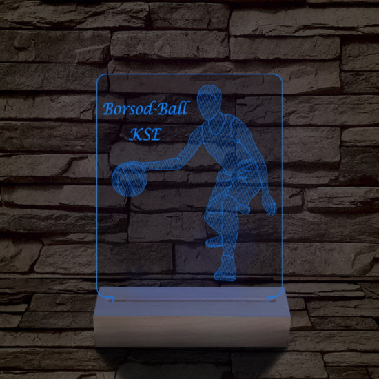 Kosaras személyre szabott 20 cm fa talppal 7 színű 3D led lámpa