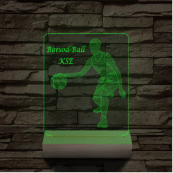 Kosaras személyre szabott 20 cm fa talppal 7 színű 3D led lámpa