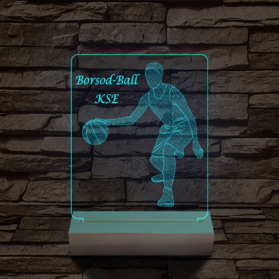 Kosaras személyre szabott 20 cm fa talppal 7 színű 3D led lámpa