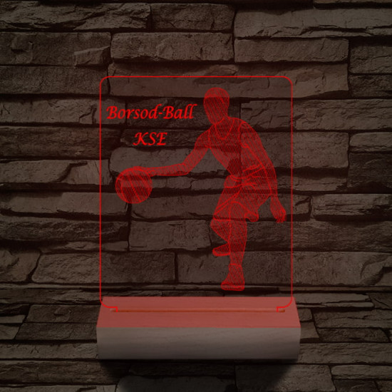 Kosaras személyre szabott 20 cm fa talppal 7 színű 3D led lámpa