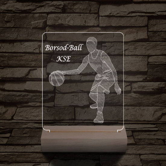 Kosaras személyre szabott 20 cm fa talppal 7 színű 3D led lámpa