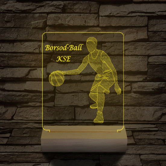 Kosaras személyre szabott 20 cm fa talppal 7 színű 3D led lámpa