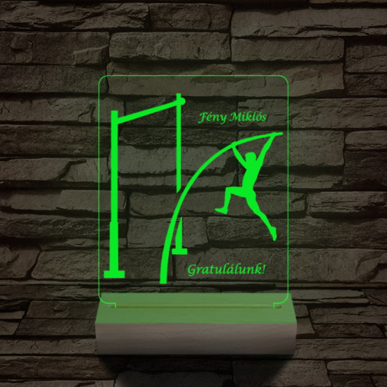 Rúdugró személyre szabott 20 cm fa talppal 7 színű 3D led lámpa