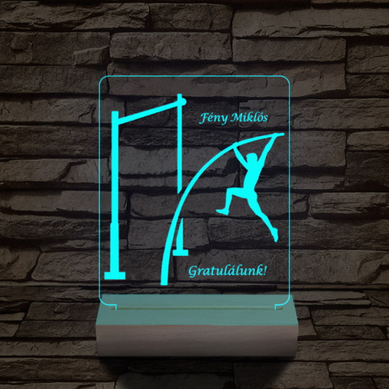 Rúdugró személyre szabott 20 cm fa talppal 7 színű 3D led lámpa