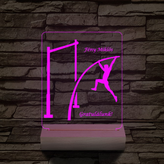 Rúdugró személyre szabott 20 cm fa talppal 7 színű 3D led lámpa
