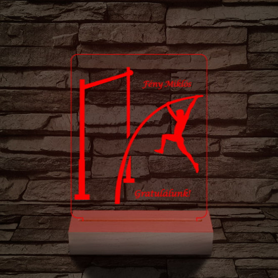 Rúdugró személyre szabott 20 cm fa talppal 7 színű 3D led lámpa
