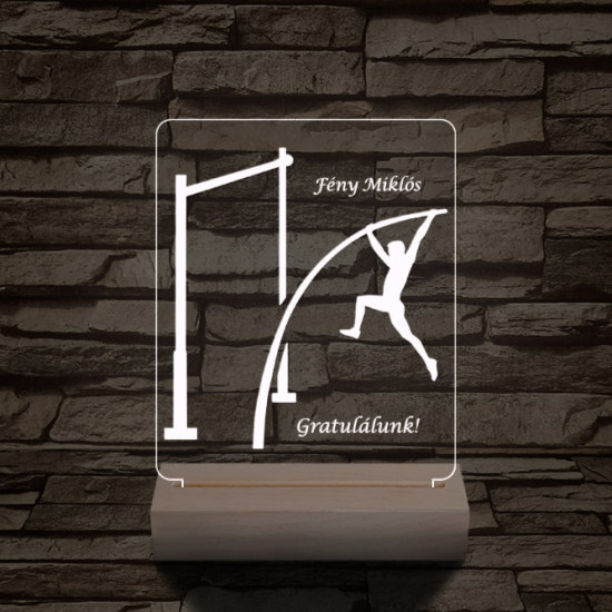 Rúdugró személyre szabott 20 cm fa talppal 7 színű 3D led lámpa