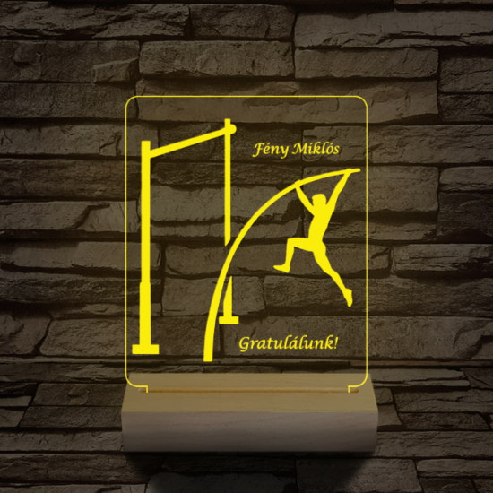 Rúdugró személyre szabott 20 cm fa talppal 7 színű 3D led lámpa