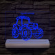 Traktor személyre szabott 20 cm fa talppal 7 színű 3D led lámpa