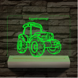 Traktor személyre szabott 20 cm fa talppal 7 színű 3D led lámpa