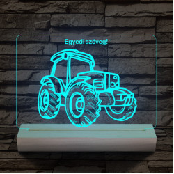 Traktor személyre szabott 20 cm fa talppal 7 színű 3D led lámpa
