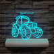 Traktor személyre szabott 20 cm fa talppal 7 színű 3D led lámpa