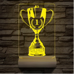 Serleg, Kupa személyre szabott 20 cm fa talppal 7 színű 3D led lámpa