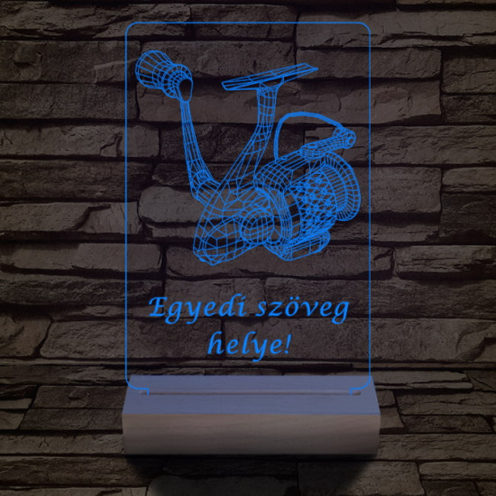 Horgász orsó a legjobb horgásznak 20 cm fa talppal 7 színű 3D led lámpa