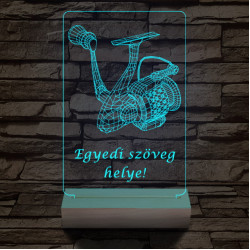 Horgász orsó a legjobb horgásznak 20 cm fa talppal 7 színű 3D led lámpa