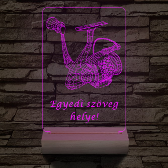 Horgász orsó a legjobb horgásznak 20 cm fa talppal 7 színű 3D led lámpa