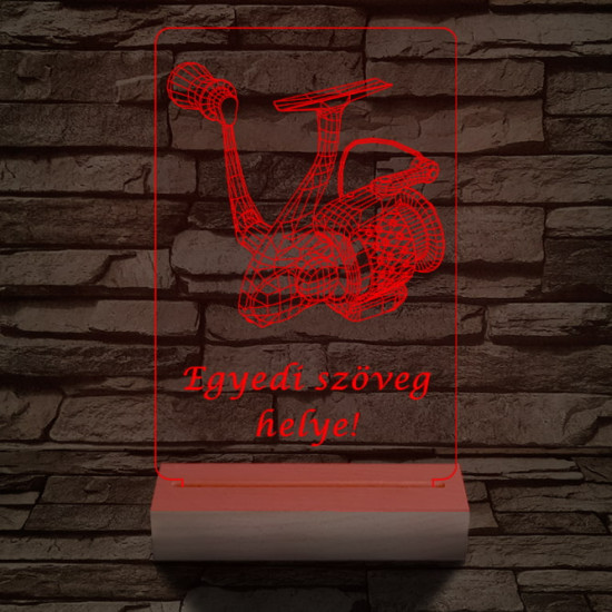 Horgász orsó a legjobb horgásznak 20 cm fa talppal 7 színű 3D led lámpa