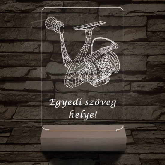 Horgász orsó a legjobb horgásznak 20 cm fa talppal 7 színű 3D led lámpa