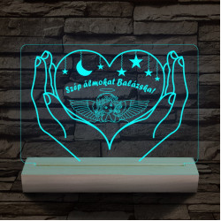 Éjszakai fény gyerekeknek személyre szabott 20 cm fa talppal 7 színű 3D led lámpa