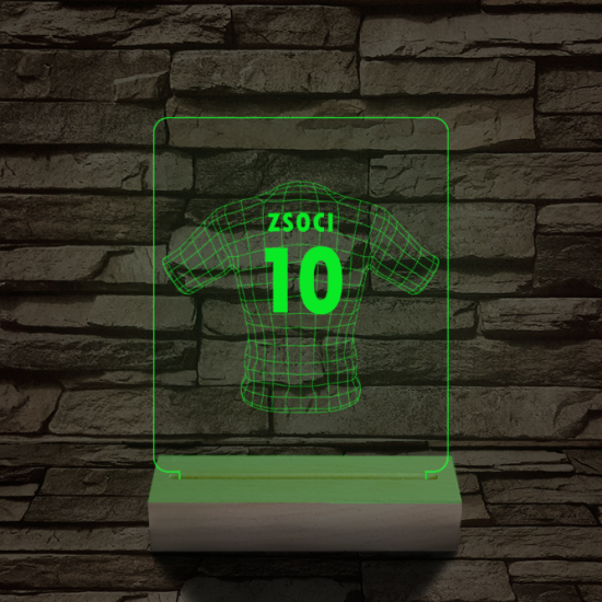 Játékos mez egyedi névvel fatalppal 7 színű 3D led lámpa