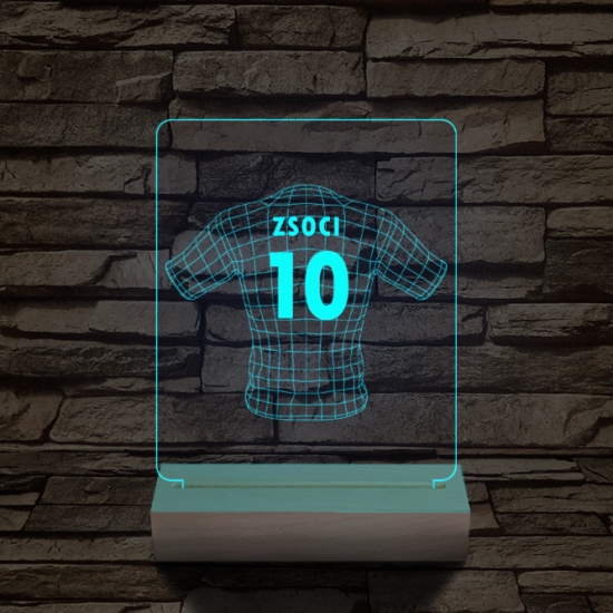 Játékos mez egyedi névvel fatalppal 7 színű 3D led lámpa