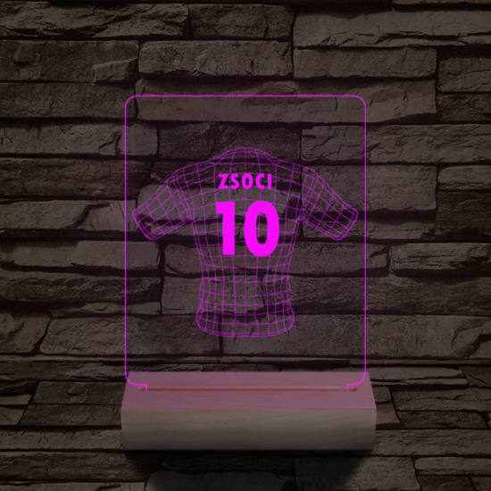 Játékos mez egyedi névvel fatalppal 7 színű 3D led lámpa
