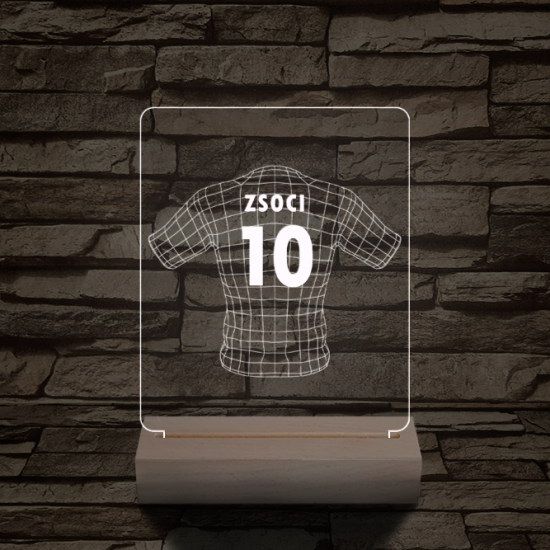 Játékos mez egyedi névvel fatalppal 7 színű 3D led lámpa