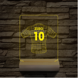Játékos mez egyedi névvel fatalppal 7 színű 3D led lámpa