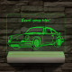 Porsche egyedi rendszámmal személyre szabott 20 cm fa talppal 7 színű 3D led lámpa