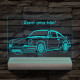 Porsche egyedi rendszámmal személyre szabott 20 cm fa talppal 7 színű 3D led lámpa