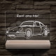 Porsche egyedi rendszámmal személyre szabott 20 cm fa talppal 7 színű 3D led lámpa