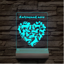 Tacskó kutya személyre szabott 20 cm fa talppal 7 színű 3D led lámpa