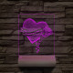 Szív rózsa személyre szabott 20 cm fa talppal 7 színű 3D led lámpa