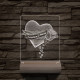 Szív rózsa személyre szabott 20 cm fa talppal 7 színű 3D led lámpa