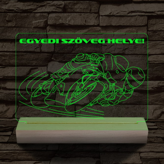 Motoros személyre szabott 20 cm fa talppal 7 színű 3D led lámpa