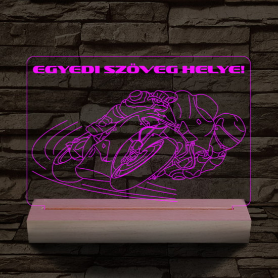 Motoros személyre szabott 20 cm fa talppal 7 színű 3D led lámpa