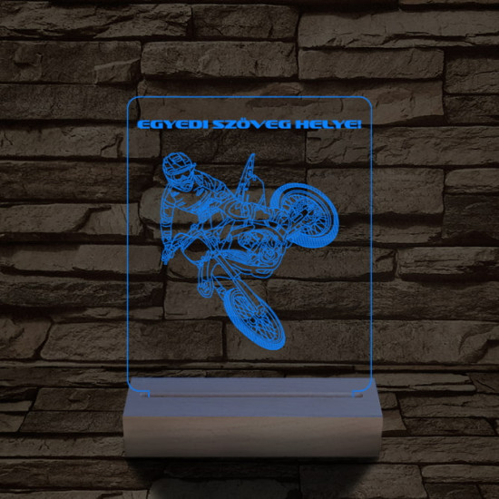Cross Motoros személyre szabott 20 cm fa talppal 7 színű 3D led lámpa