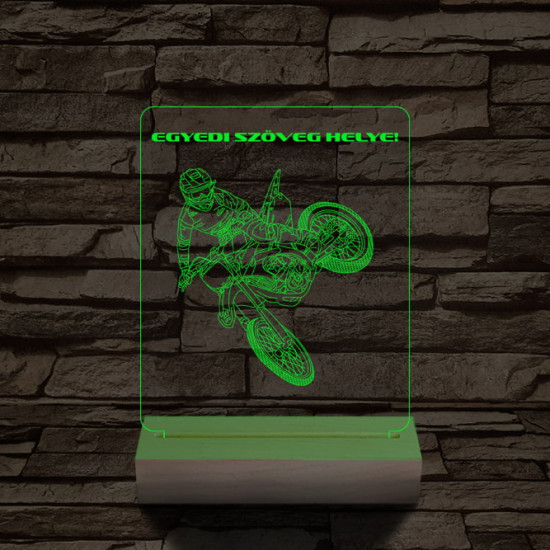 Cross Motoros személyre szabott 20 cm fa talppal 7 színű 3D led lámpa