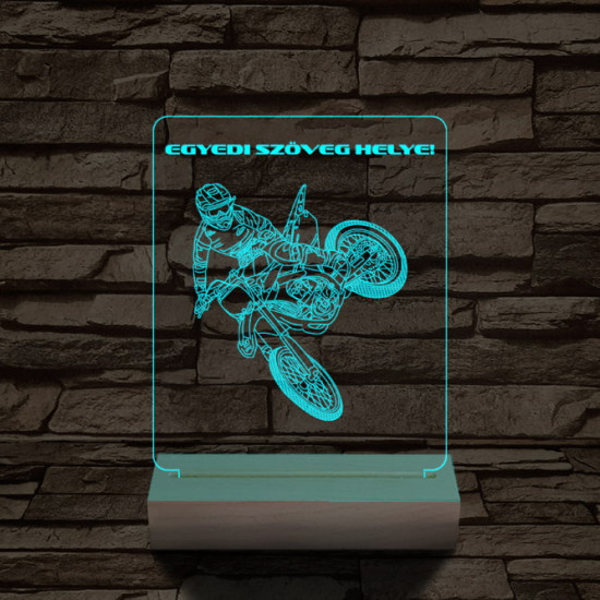 Cross Motoros személyre szabott 20 cm fa talppal 7 színű 3D led lámpa