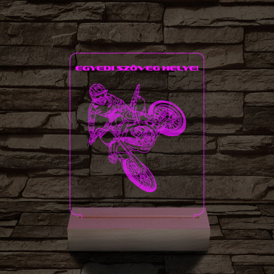 Cross Motoros személyre szabott 20 cm fa talppal 7 színű 3D led lámpa